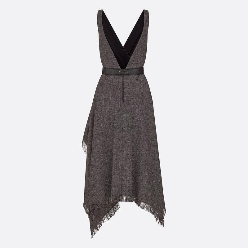 Mid-Length Draped Dress with Belt