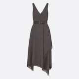 Mid-Length Draped Dress with Belt