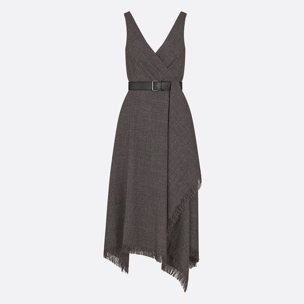 Mid-Length Draped Dress with Belt