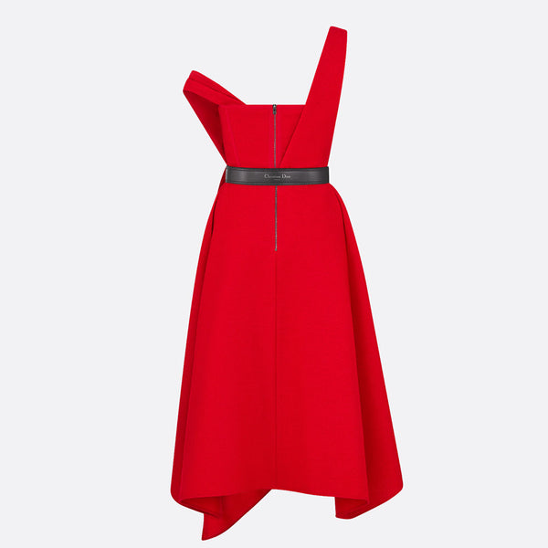 Mid-Length Draped Dress with Belt