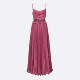 Long Pleated Dress with Belt