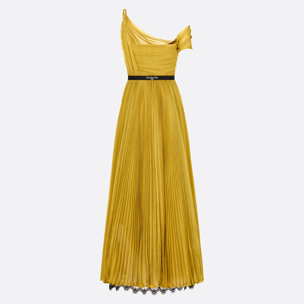 Long Pleated Dress with Belt