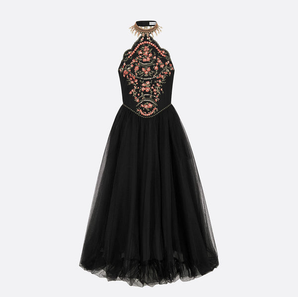 Mid-Length Embroidered Dress