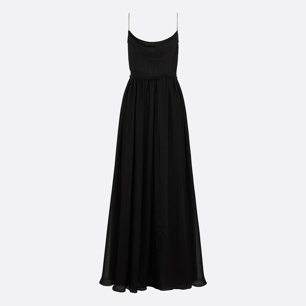 Long Evening Gown with Embroidered Back