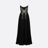 Long Evening Gown with Embroidered Back