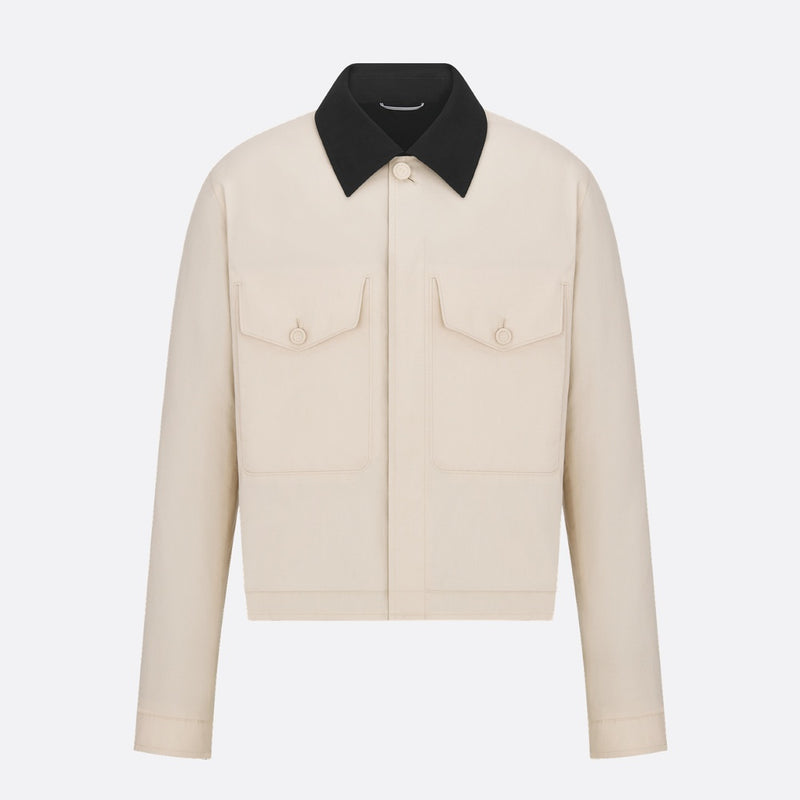 Jacket with Contrasting Spread Collar