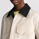 Jacket with Contrasting Spread Collar