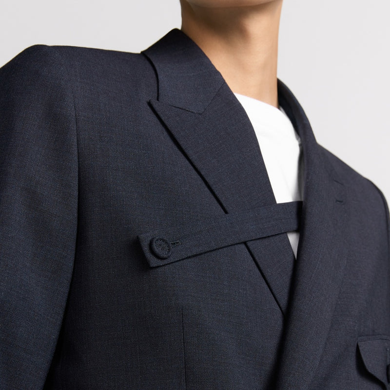 Double-Breasted Jacket with Buttoned Strap