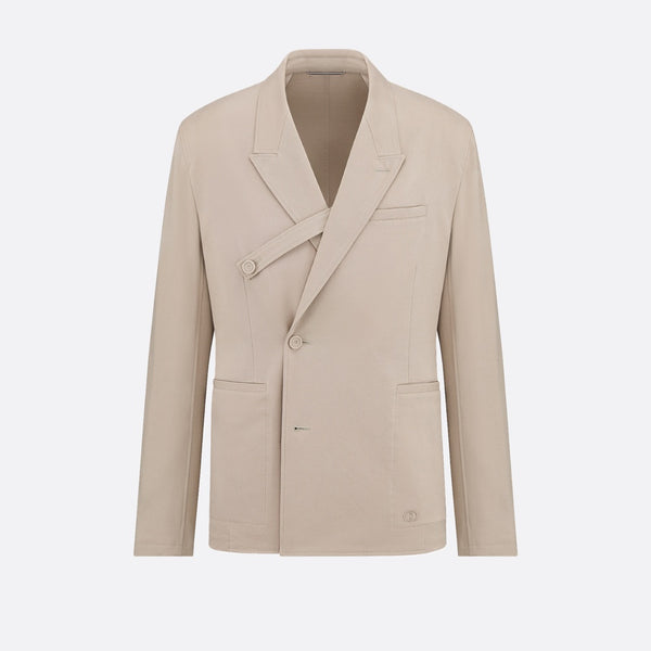 Oblique Jacket with Buttoned Strap and CD Icon Embroidery
