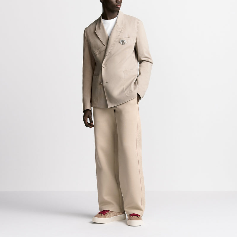 Oblique Jacket with Buttoned Strap and CD Icon Embroidery