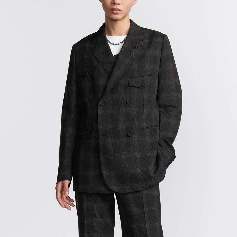 Double-Breasted Jacket with Buttoned Strap