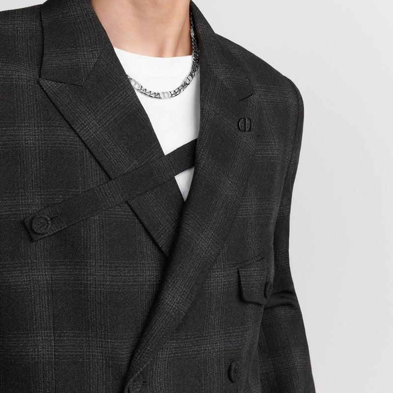 Double-Breasted Jacket with Buttoned Strap