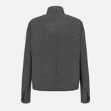 Micro-Houndstooth Harrington-Style Blouson Jacket