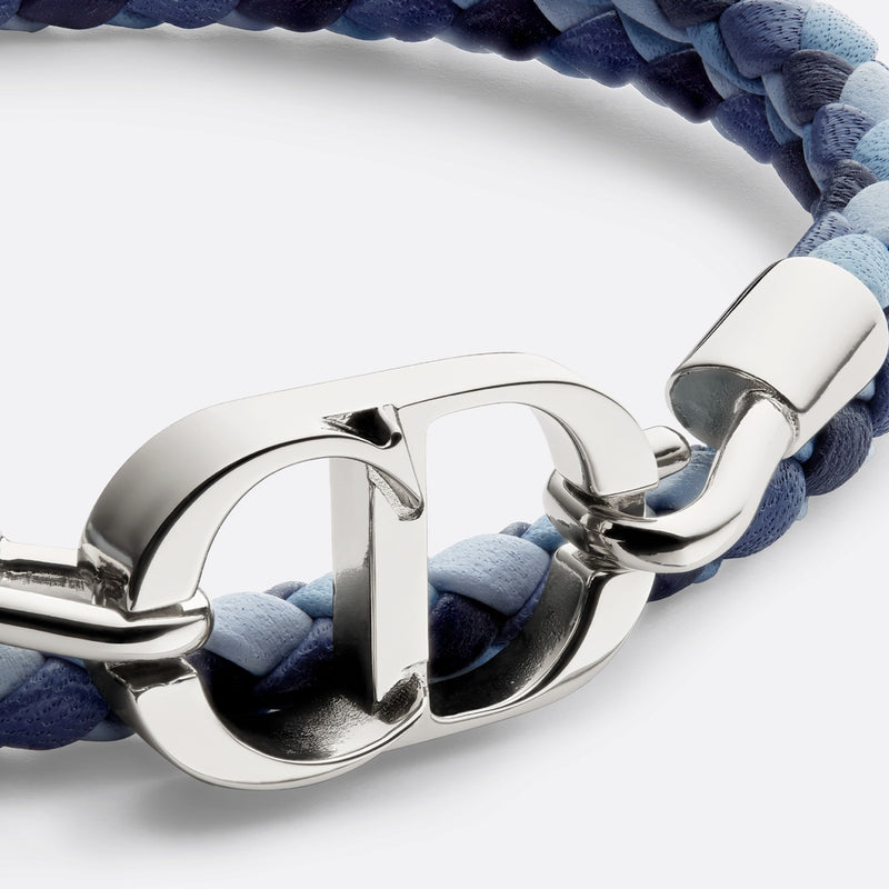 CD Icon Braided Leather Double Bracelet