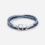 CD Icon Braided Leather Double Bracelet