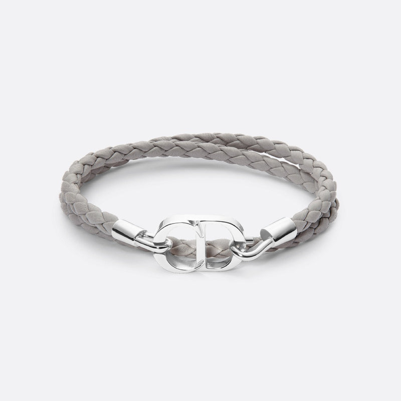 CD Icon Braided Leather Double Bracelet
