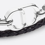 CD Icon Braided Leather Double Bracelet