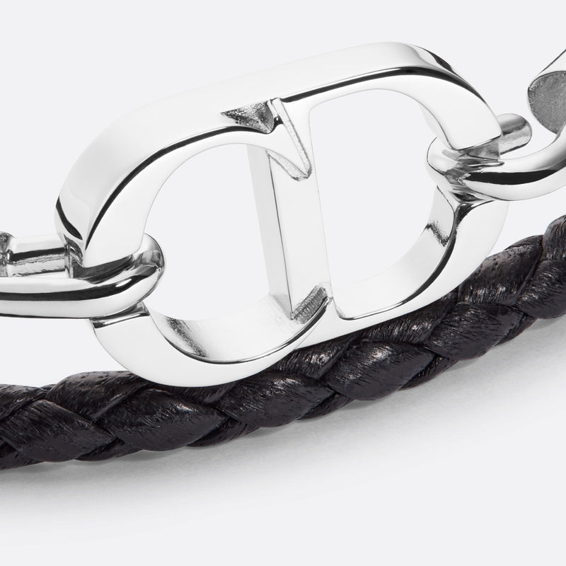 CD Icon Braided Leather Double Bracelet
