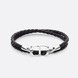 CD Icon Braided Leather Double Bracelet