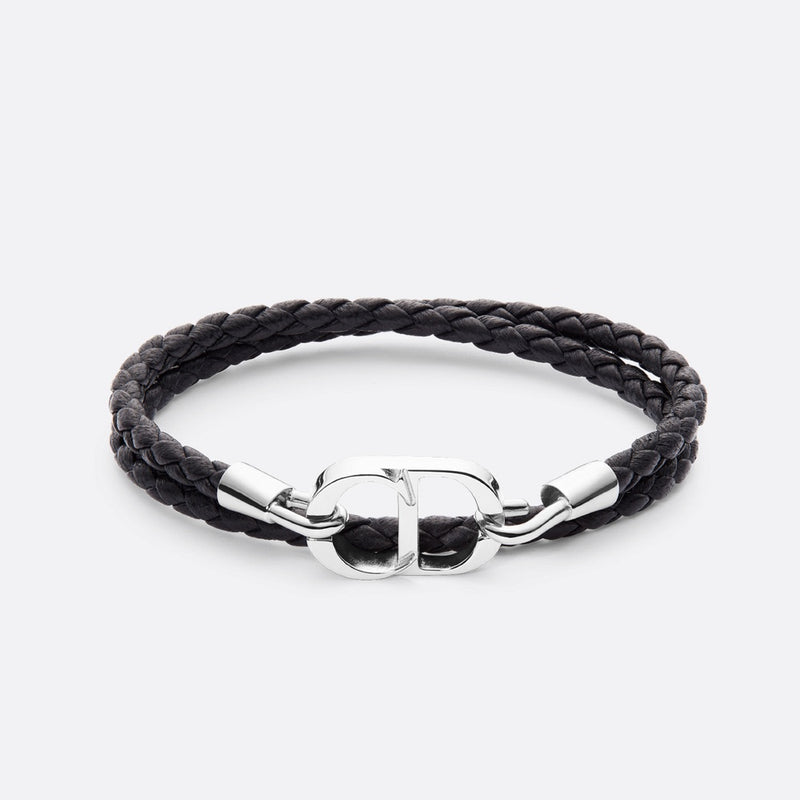 CD Icon Braided Leather Double Bracelet