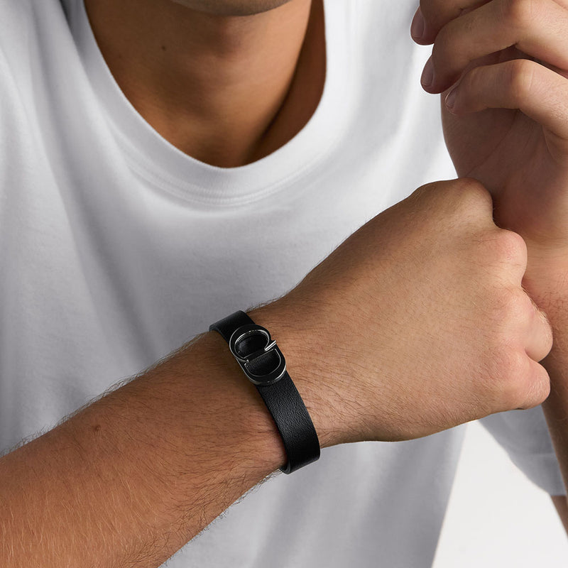CD Icon Leather Bracelet