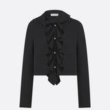 Cropped Jacket with Removable Ruched Collar