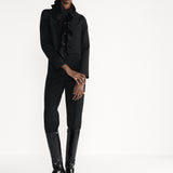 Cropped Jacket with Removable Ruched Collar