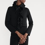 Cropped Jacket with Removable Ruched Collar