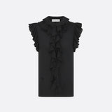 Sleeveless Top with Removable Ruched Collar