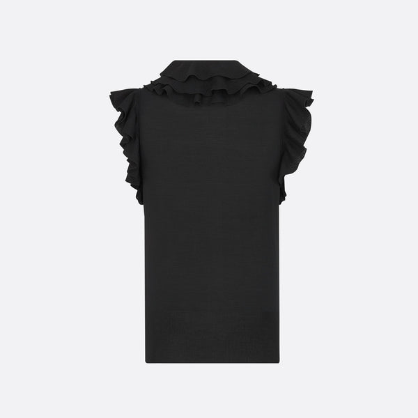 Sleeveless Top with Removable Ruched Collar
