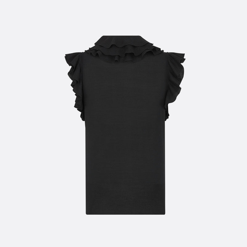 Sleeveless Top with Removable Ruched Collar