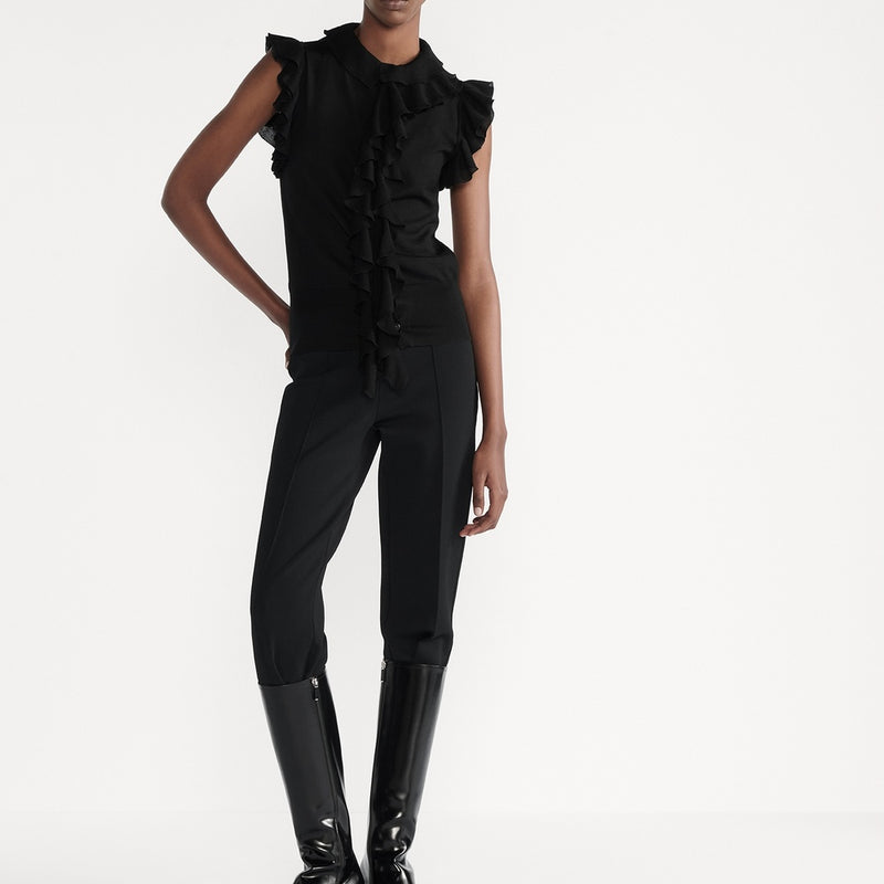 Sleeveless Top with Removable Ruched Collar