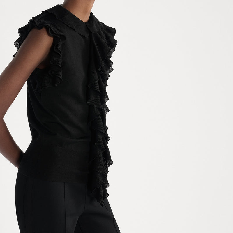 Sleeveless Top with Removable Ruched Collar
