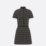 Short Macrocannage Flared Dress