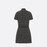 Short Macrocannage Flared Dress