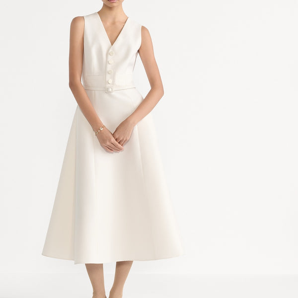 Mid-Length Flared Dress with Belt