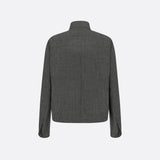 Micro-Houndstooth Harrington-Shape Jacket