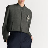 Cropped Jacket with Bomber Collar