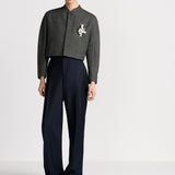 Cropped Jacket with Bomber Collar