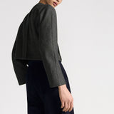 Cropped Jacket with Bomber Collar