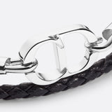 CD Icon Braided Leather Double Bracelet