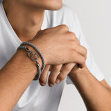 CD Icon Braided Leather Double Bracelet