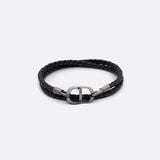 CD Icon Braided Leather Double Bracelet
