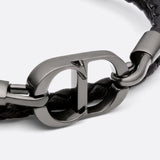 CD Icon Braided Leather Double Bracelet