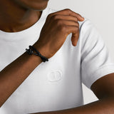 CD Icon Braided Leather Double Bracelet