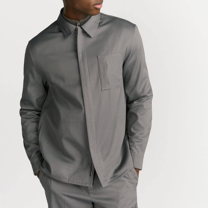 Zipped Shirt with CD Icon Embroidery