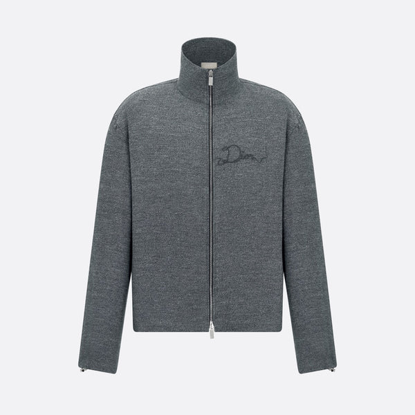 Zipped Shirt with Dior Ribbon Embroidery