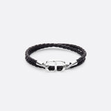 CD Icon Braided Leather Double Bracelet