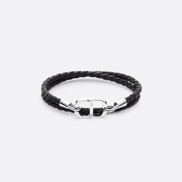 CD Icon Braided Leather Double Bracelet