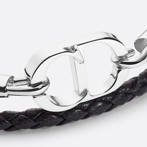 CD Icon Braided Leather Double Bracelet